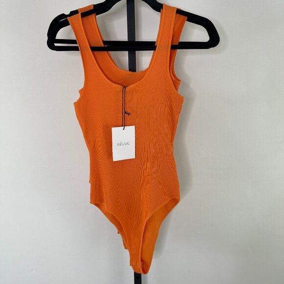 NWT Deluxe Taurus Women's Orange Scoop Neck Bodysuit 3 Size XS/XS/L - Picture 1 of 7